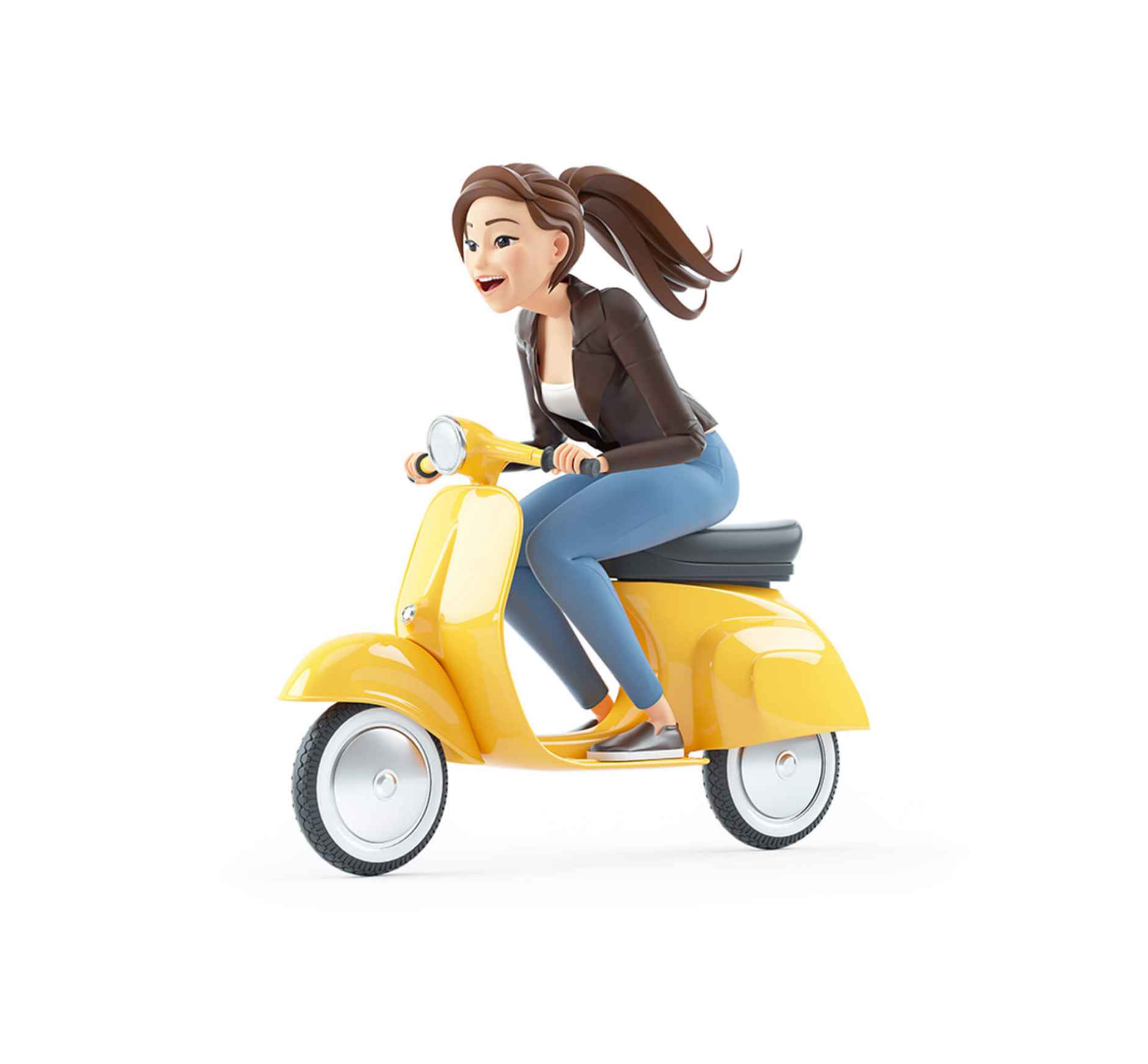 Frau auf Moped
